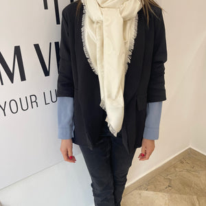 Scialle in lana e seta Jacquard con motivo GG bianco Gucci