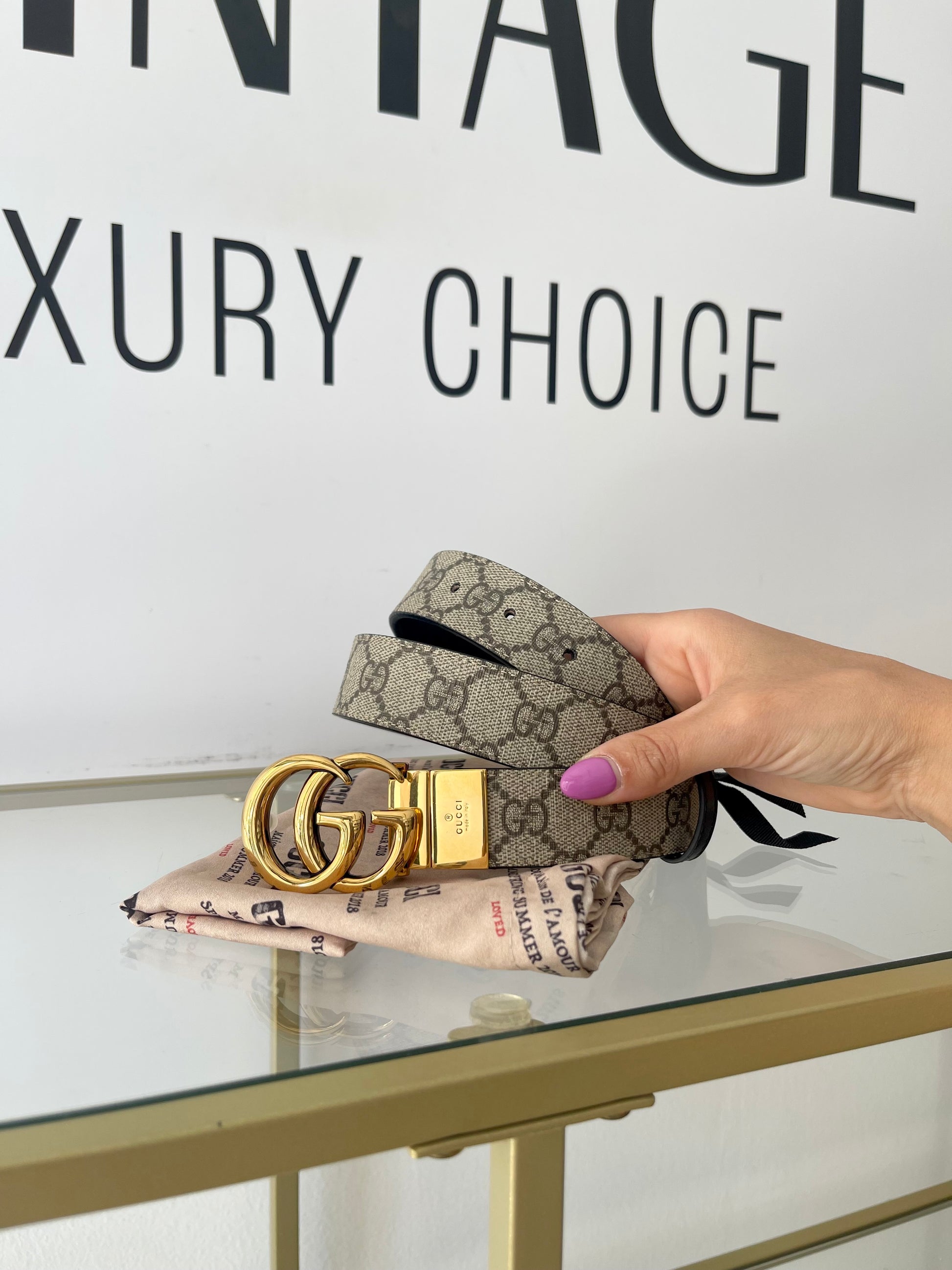 Cintura reversibile GG Marmont Supreme 3 cm Gucci