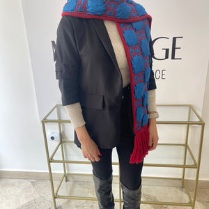 Sciarpa GG Trapuntata blu/rossa Gucci