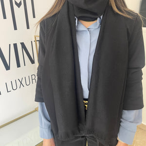 Sciarpa in lana con motivo GG nero Gucci
