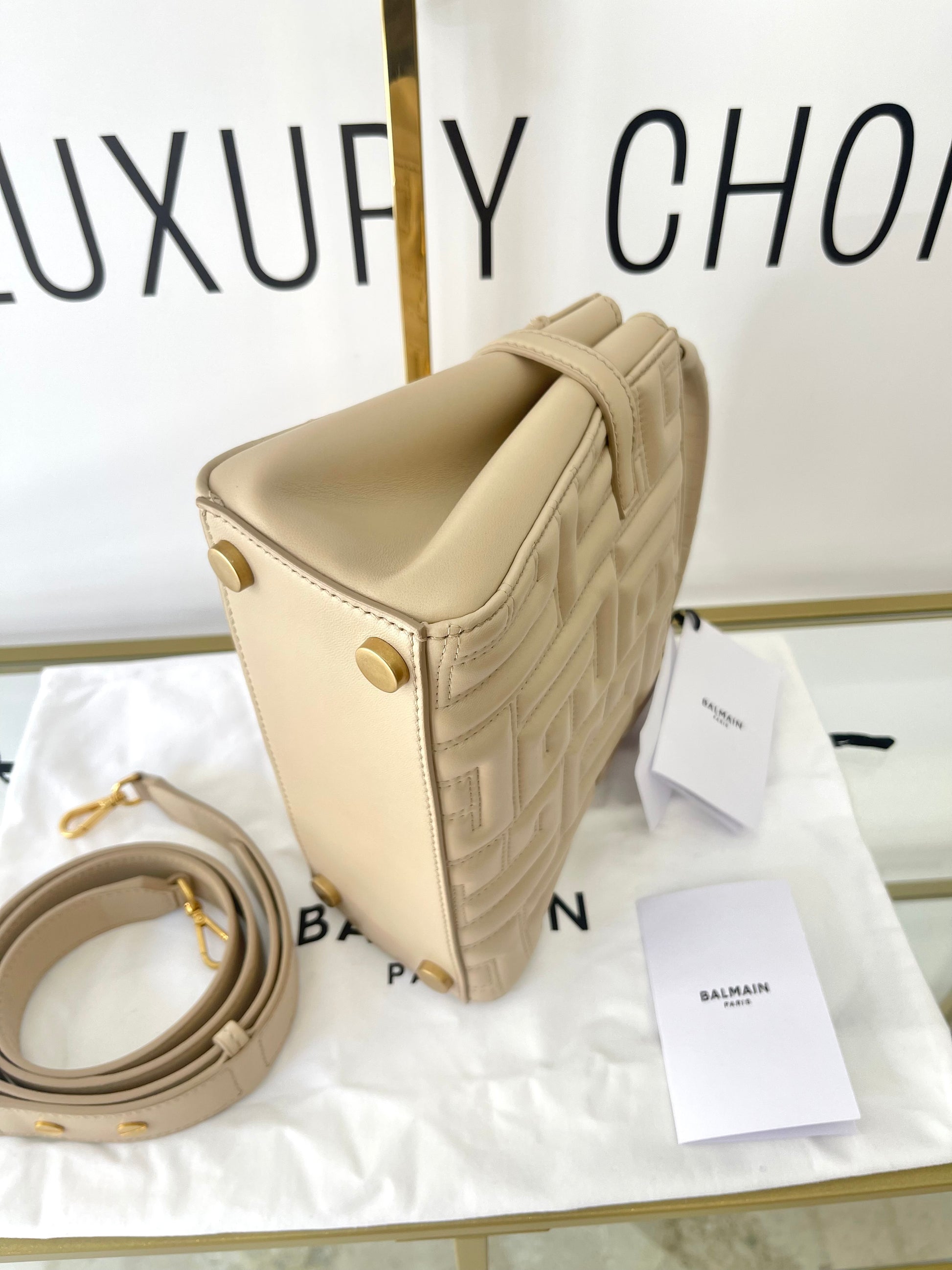 Borsa B-Buzz pelle trapuntata 22 Beige Balmain
