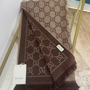 Sciarpa GG jacquard sabbia/marrone Gucci