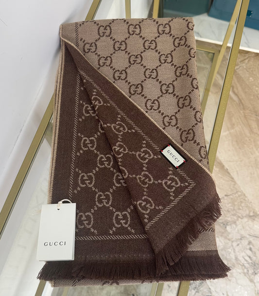 Sciarpa GG jacquard sabbia/marrone Gucci