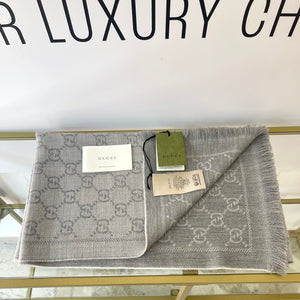 Sciarpa GG Jacquard grigio chiaro Gucci