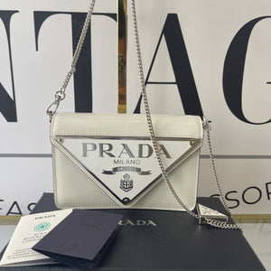 Borsa in pelle bianca Prada