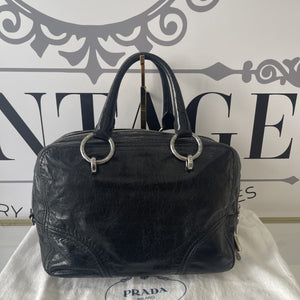 Borsa nera con logo Prada