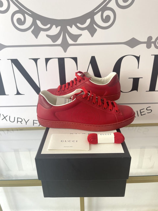 Sneaker Ace con incrocio GG rosso Gucci