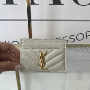 Portacarte Ysl blanc vintage hw oro
