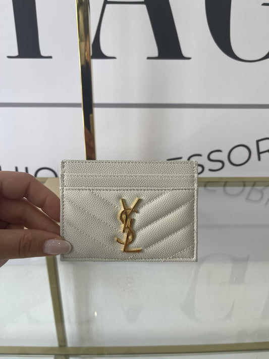 Portacarte Ysl blanc vintage hw oro