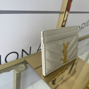 Portacarte Ysl blanc vintage hw oro