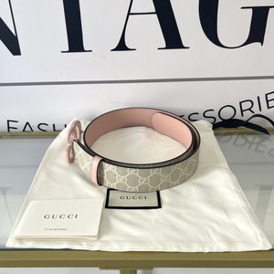 Cintura GG Supreme beige/rosa 4 cm Gucci