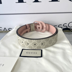 Cintura GG Supreme beige/rosa 4 cm Gucci