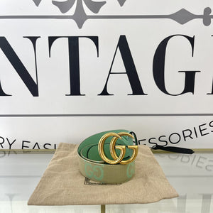 Cintura GG Marmont Jumbo beige/verde menta 4 cm Gucci