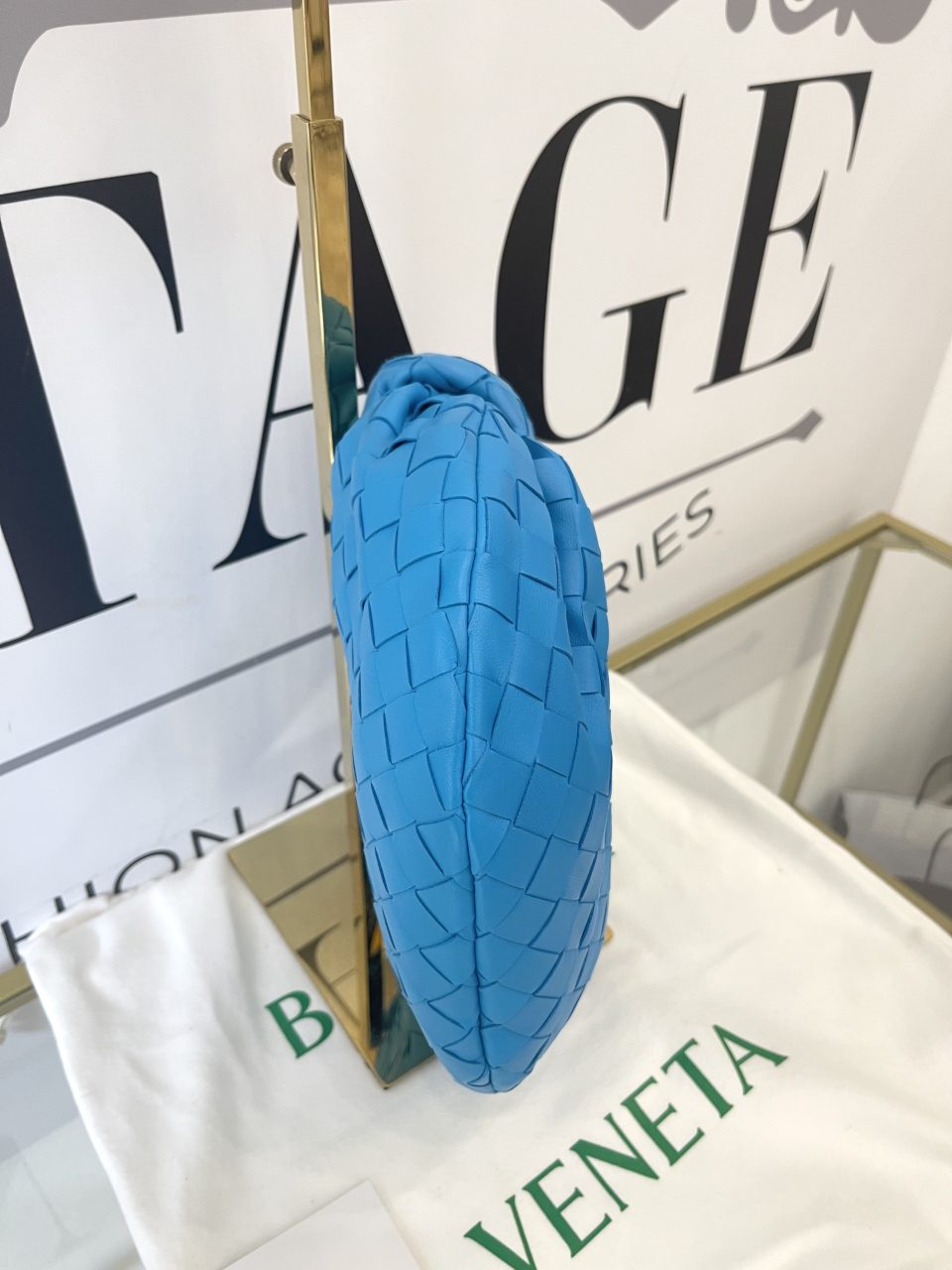 Borsa Mini Jodie con motivo intrecciato blu Bottega Veneta