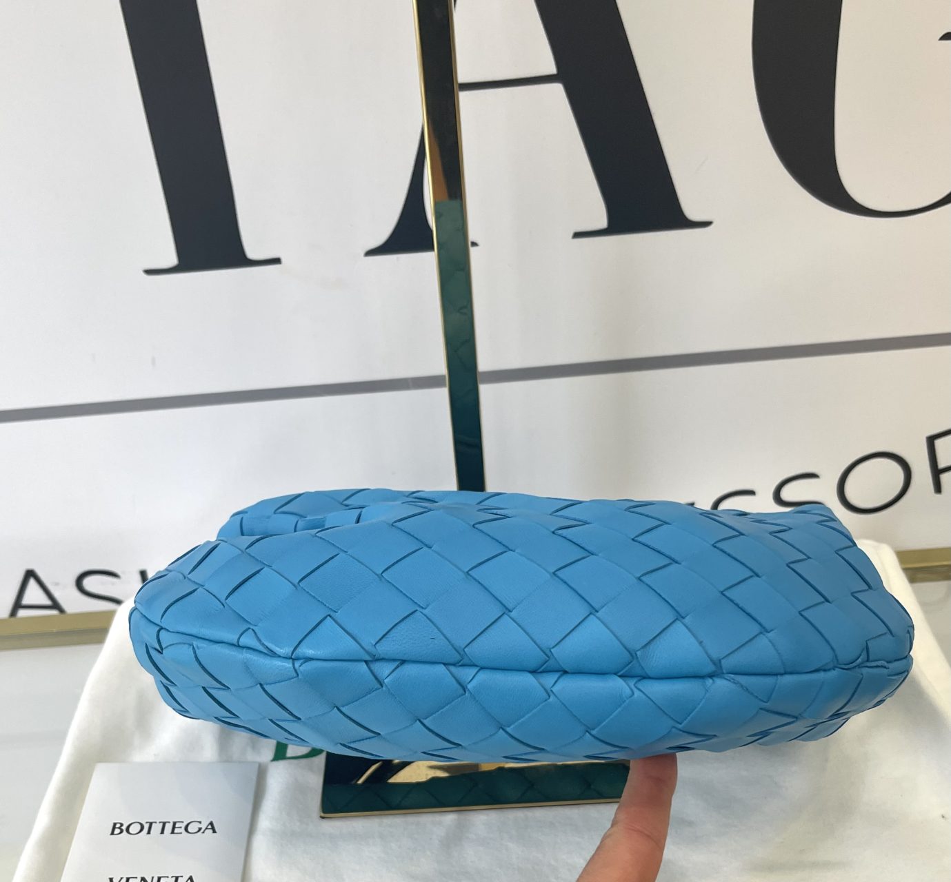 Borsa Mini Jodie con motivo intrecciato blu Bottega Veneta