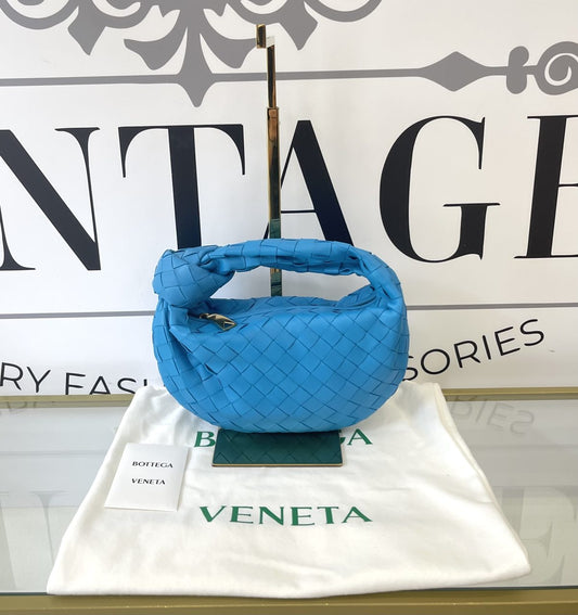 Borsa Mini Jodie con motivo intrecciato blu Bottega Veneta