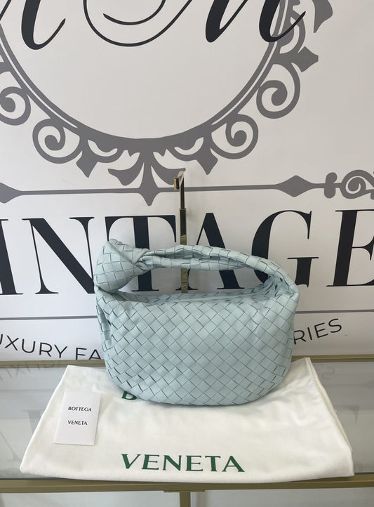 Borsa Jodie teen con motivo intrecciato azzurro Bottega Veneta