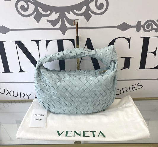 Borsa Jodie teen con motivo intrecciato azzurro Bottega Veneta