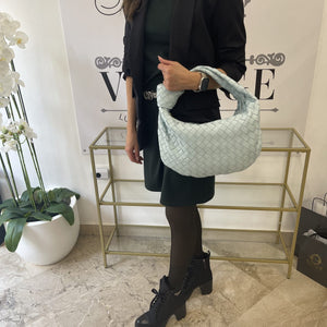 Borsa Jodie teen con motivo intrecciato azzurro Bottega Veneta