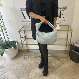 Borsa Jodie teen con motivo intrecciato azzurro Bottega Veneta