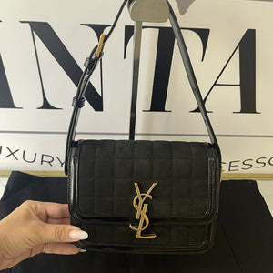 Borsa Solferino scamosciata trapuntata nera YSL