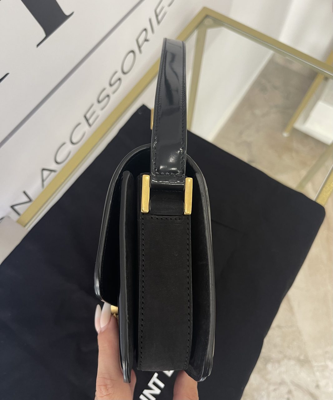 Borsa Solferino scamosciata trapuntata nera YSL