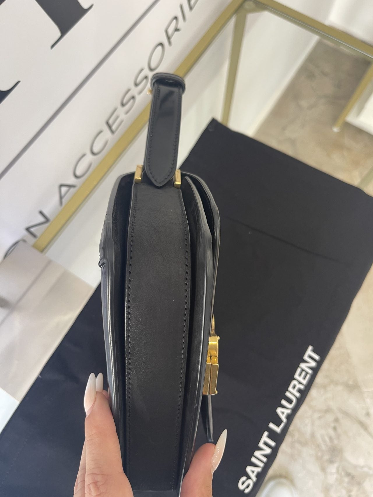 Borsa Solferino scamosciata trapuntata nera YSL