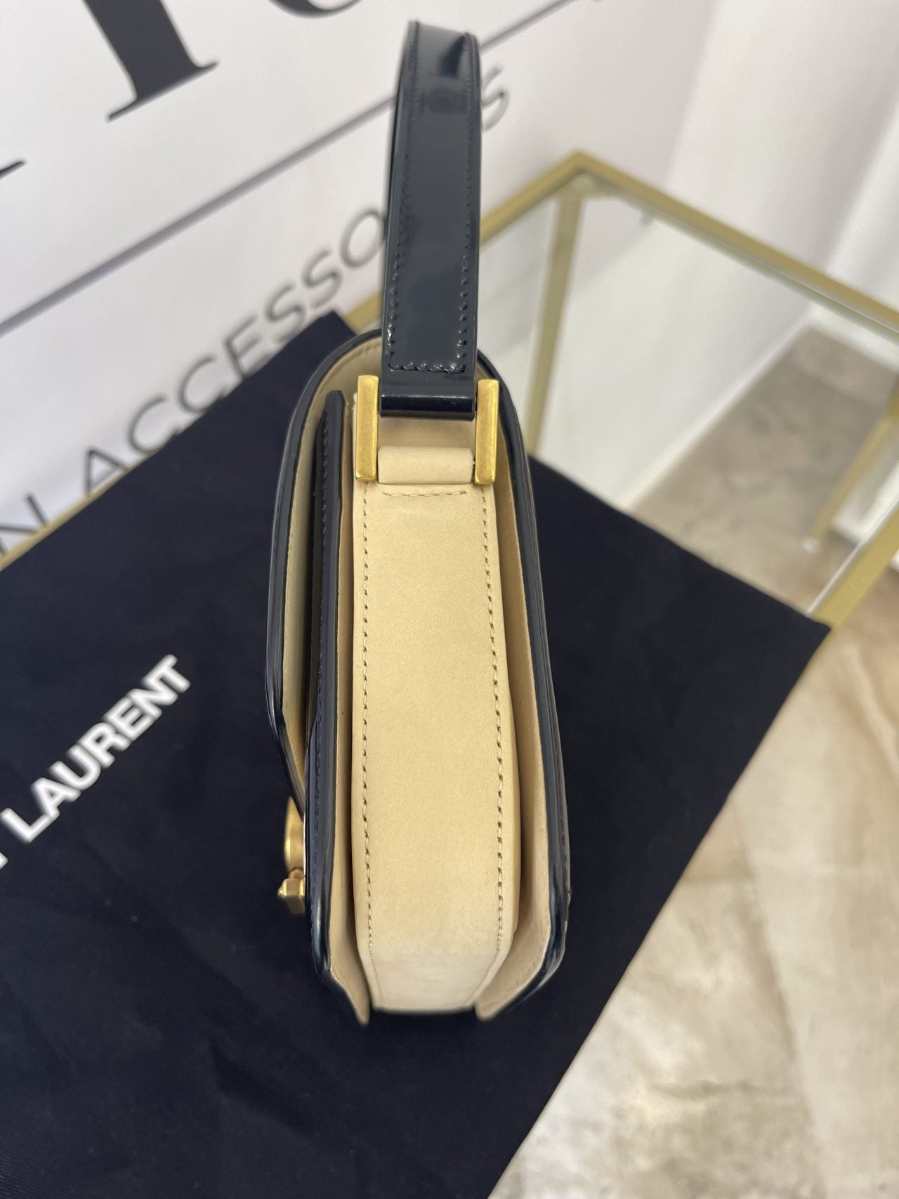 Borsa Solferino scamosciata trapuntata beige YSL