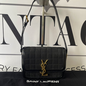 Borsa Solferino scamosciata trapuntata nera YSL