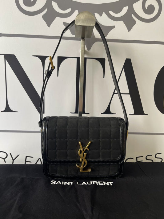 Borsa Solferino scamosciata trapuntata nera YSL