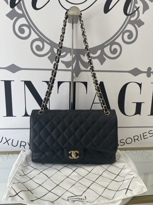 Borsa Timeless Jumbo hw oro caviar doppia patta Chanel